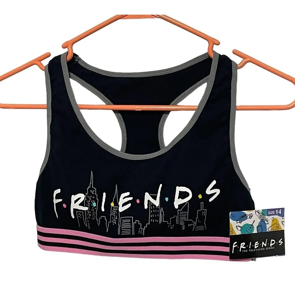 New With Tags Friends Sports Bra Girls Size 14 Cotton Spandex Stretch Fast Ship‎